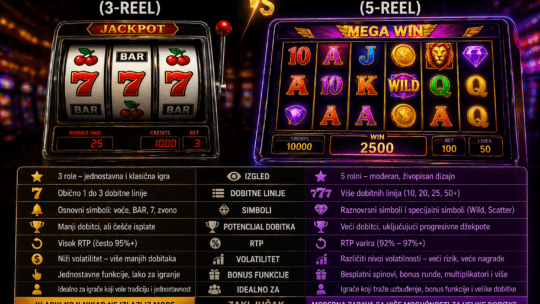 Classic slots (3-reel) vs video slots (5-reel)